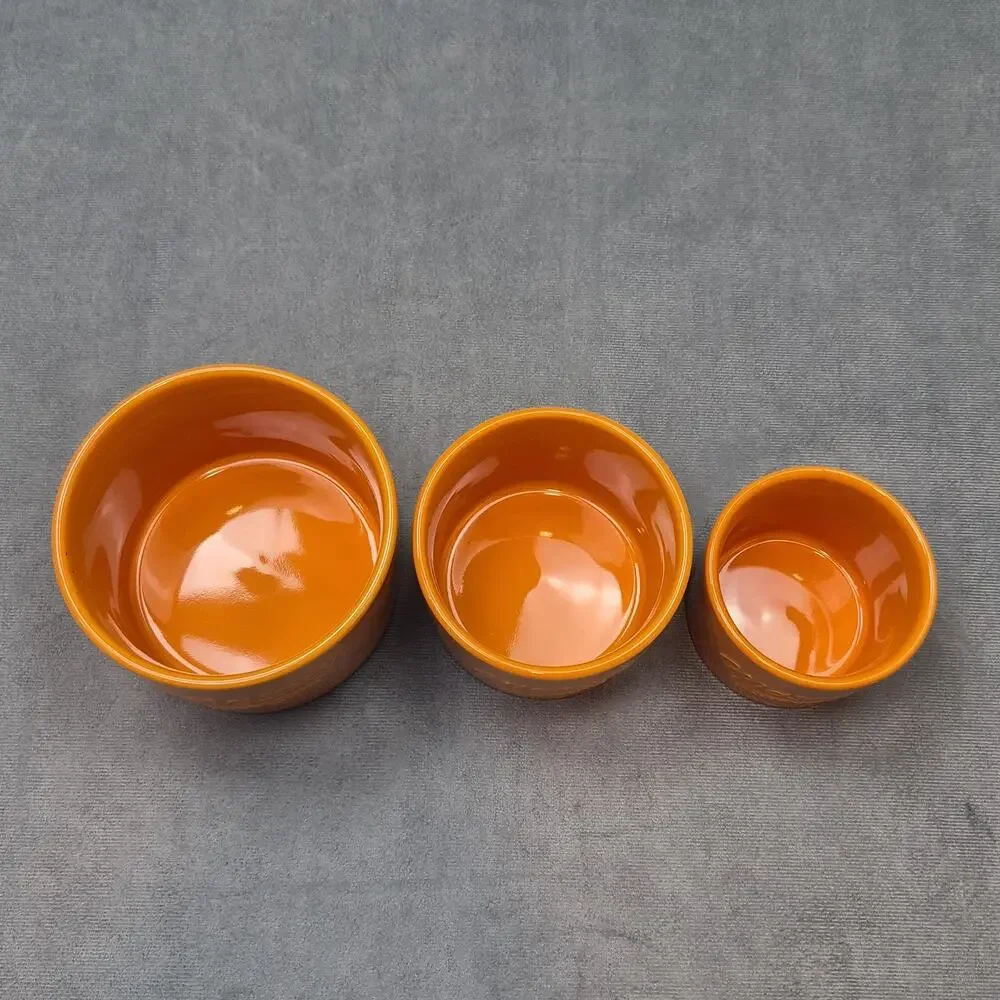 Mason Craft & and More 3 Piece Orange Nesting Bowls Ramekins Ceramic 8-10-16 oz.